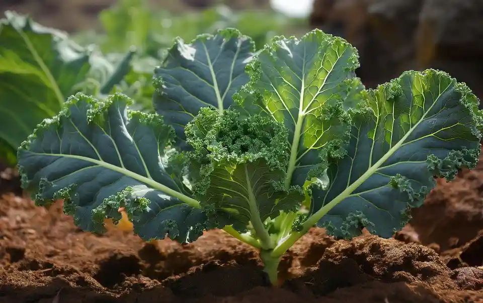 Kale and collard greens growing as cool-season supplemental crops for backyard chickens